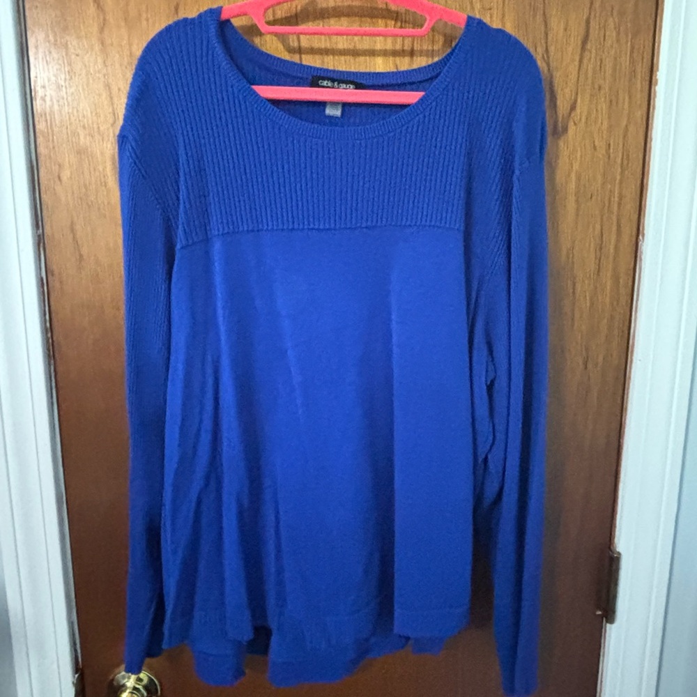 Cable & Gauge Vibrant Blue Knit Sweater Top
